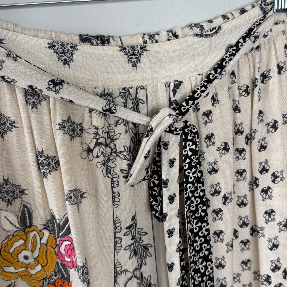 Anthropologie Vineet Bahl Devi Embroidered Midi Skirt Womens M Beige Boho Chic - Picture 6 of 14